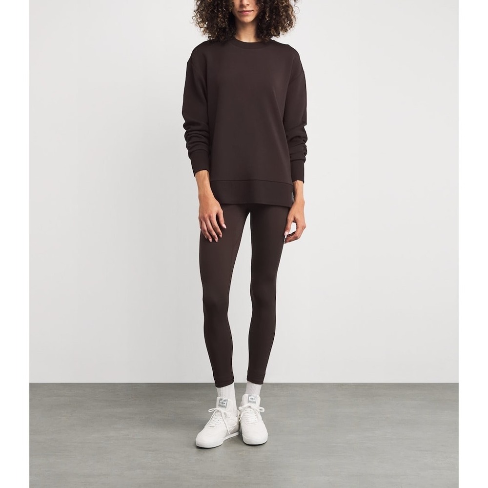 Varley Gabriella DoubleSoft Crewneck Sweatshirt Chocolate Brown XS Cozy - Picture 1 of 11